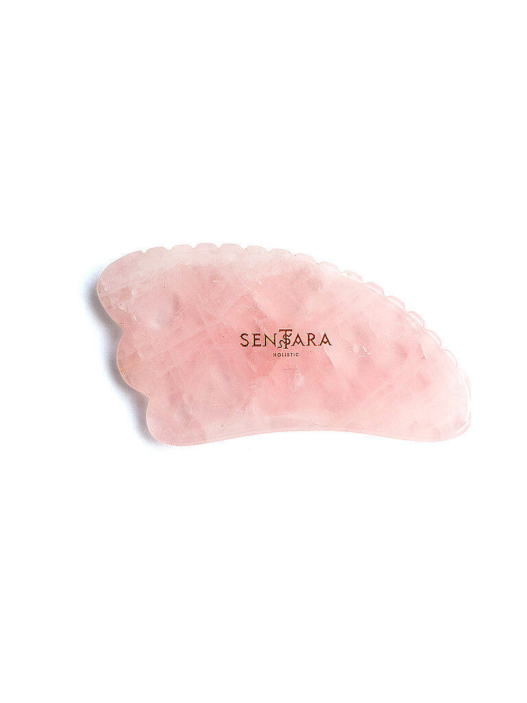 SENTARA Massagestein - Gua Sha Horn mit Zahn Rose Quartz rosa
