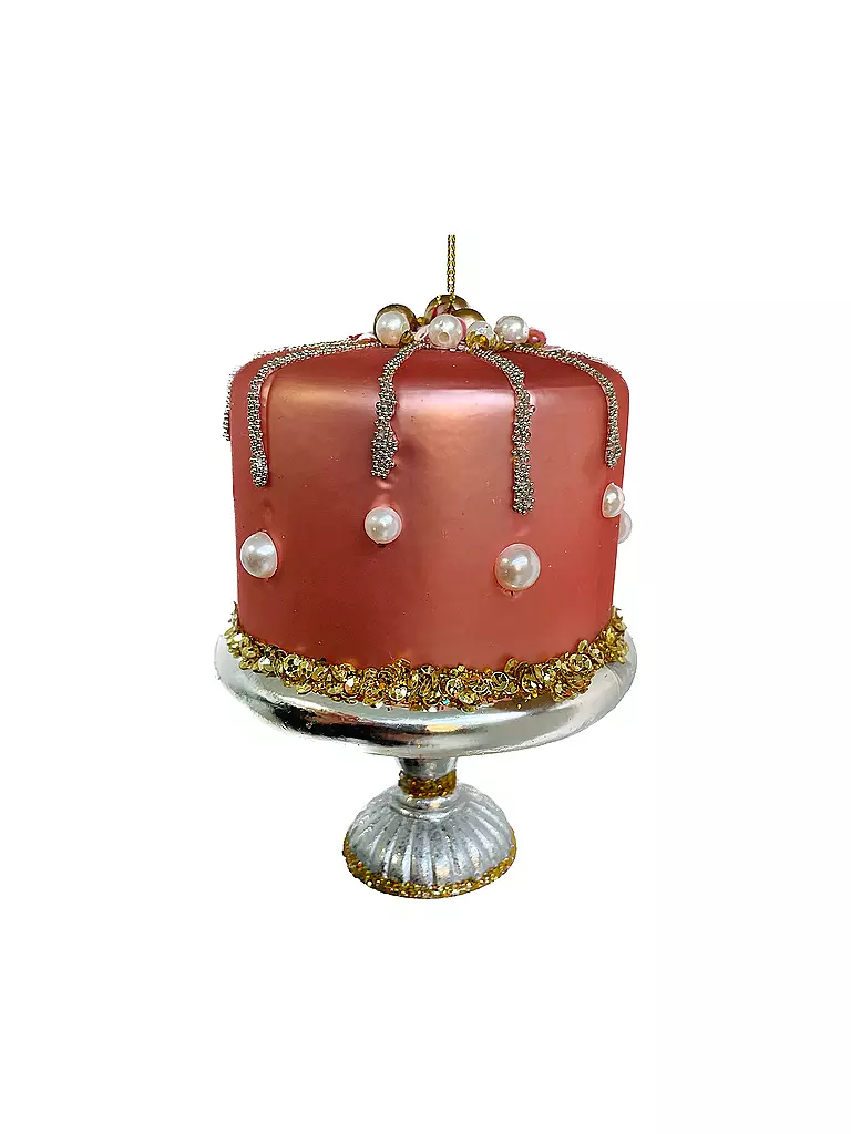 SHISHI | Weihnachtskugel - Glass cake ornament mat pink | kupfer