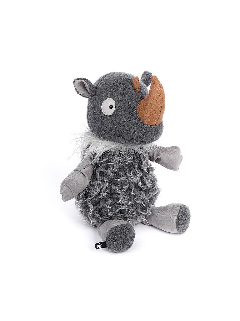 Nashorn Kuscheltier 'Spencer' – Liegend, 31 Cm Groß, Aus Weichem Plüsch – Von Uni-Toys, Mit Esel-Igor-Plakette