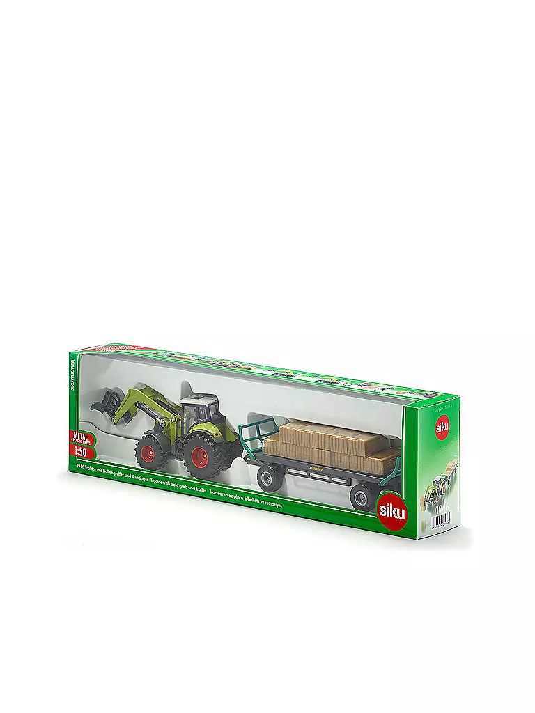 SIKU | Claas Traktor mit Ballengreifer und Anhänger | keine Farbe