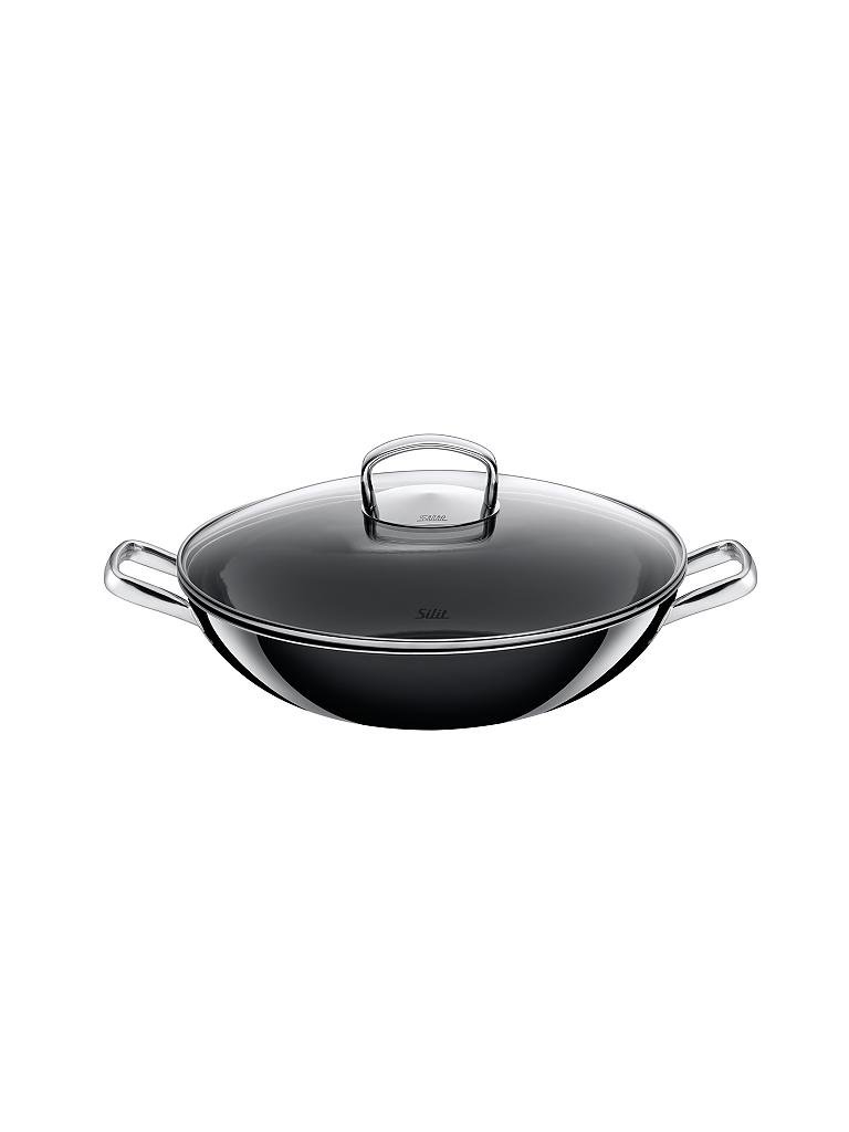 SILIT | Profi Wok mit Glasdeckel 32cm (Schwarz) | schwarz