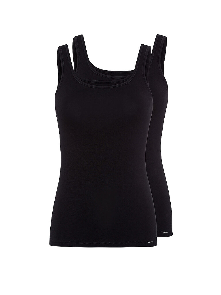 Skiny Damen Advantage Cotton Tank Top (DE/NL/SE/PL, Numerisch, 38, Regular, Regular, 2 x schwarz)