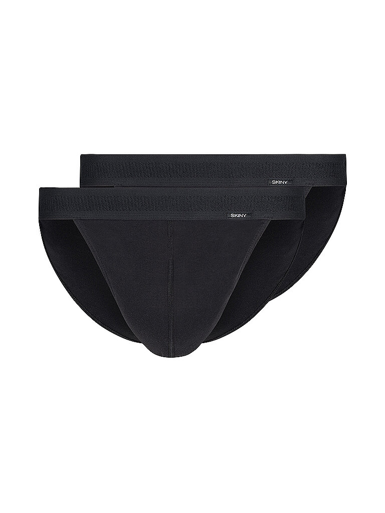 Skiny Herren Tanga Cotton Retro G-String, Schwarz (080691), S (2er Pack)