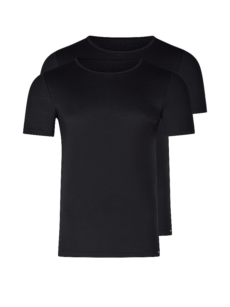 Skiny Herren Skiny Herren Shirt Kurzarm 2er Pack Shirt Multipack Unterhemd, Schwarz, M EU