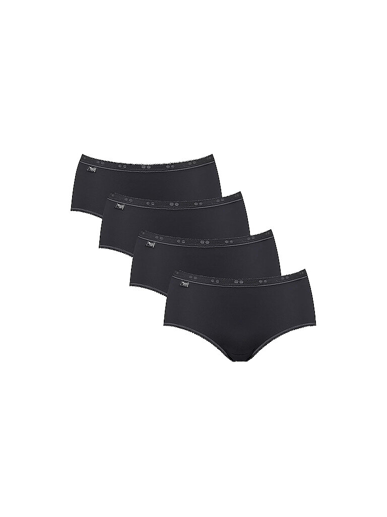 Sloggi Damen Unterhose Basic+ Midi , 4-Pack, 38, Schwarz
