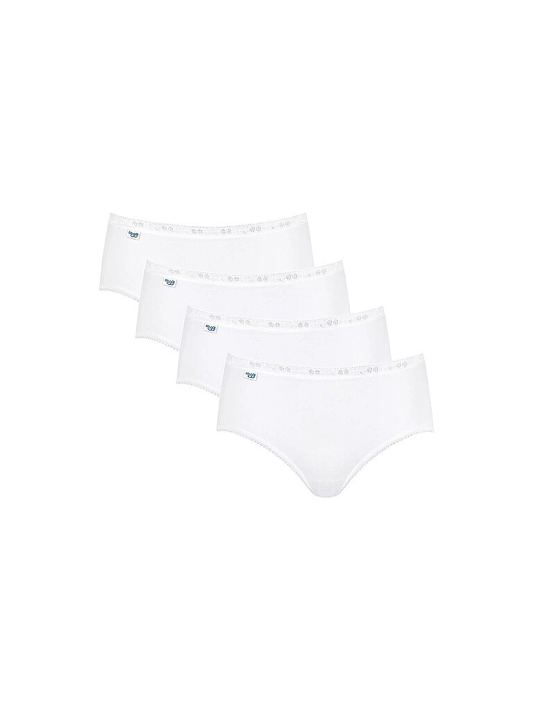 Sloggi Damen Unterhose Basic+ Midi , 4-Pack, 38, Weiß
