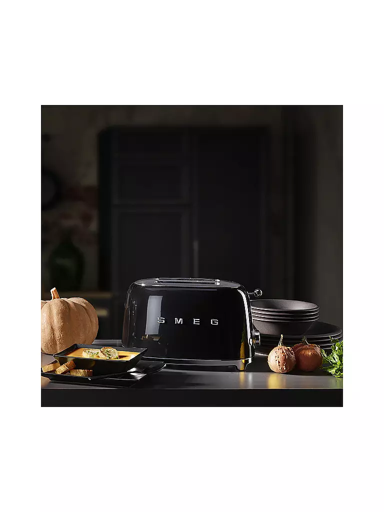 SMEG | 2 Schlitz Toaster 50‘s Retro Style Schwarz TSF01BLEU | schwarz