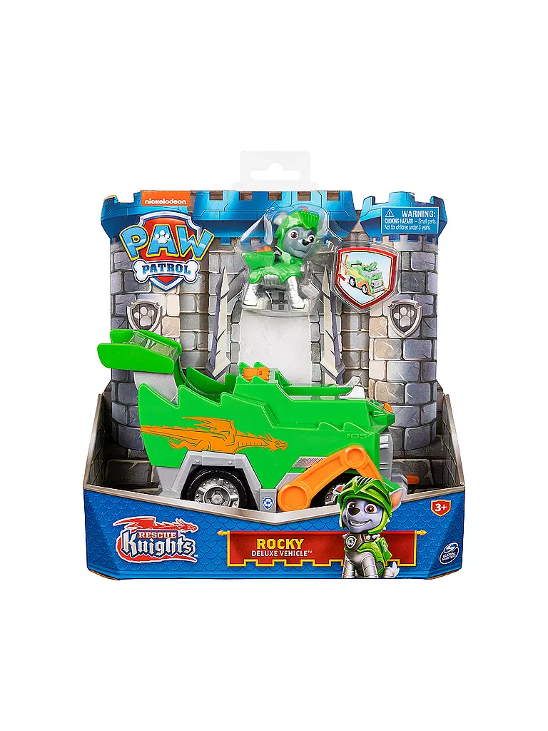 SPINMASTER | PAW Patrol Rescue Knights Basis Fahrzeug Spielzeugauto von Rocky mit Welpenfigur | keine Farbe