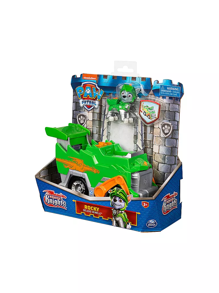 SPINMASTER | PAW Patrol Rescue Knights Basis Fahrzeug Spielzeugauto von Rocky mit Welpenfigur | keine Farbe