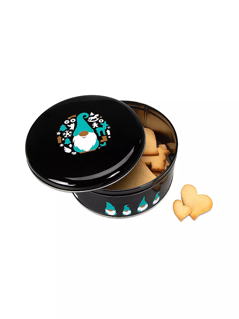 STAEDTER | Keksdose - Gebäckdose Weihnachtswichtel 16,5cm Schwarz / Türkis | schwarz