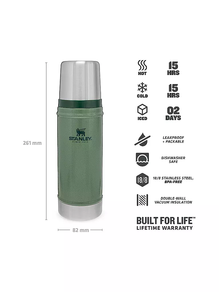 STANLEY | Isolierflasche - Thermosflasche Classic 0,47l  Grün | olive