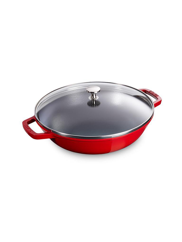 STAUB | Guss-Wok mit Glasdeckel 30cm | rot