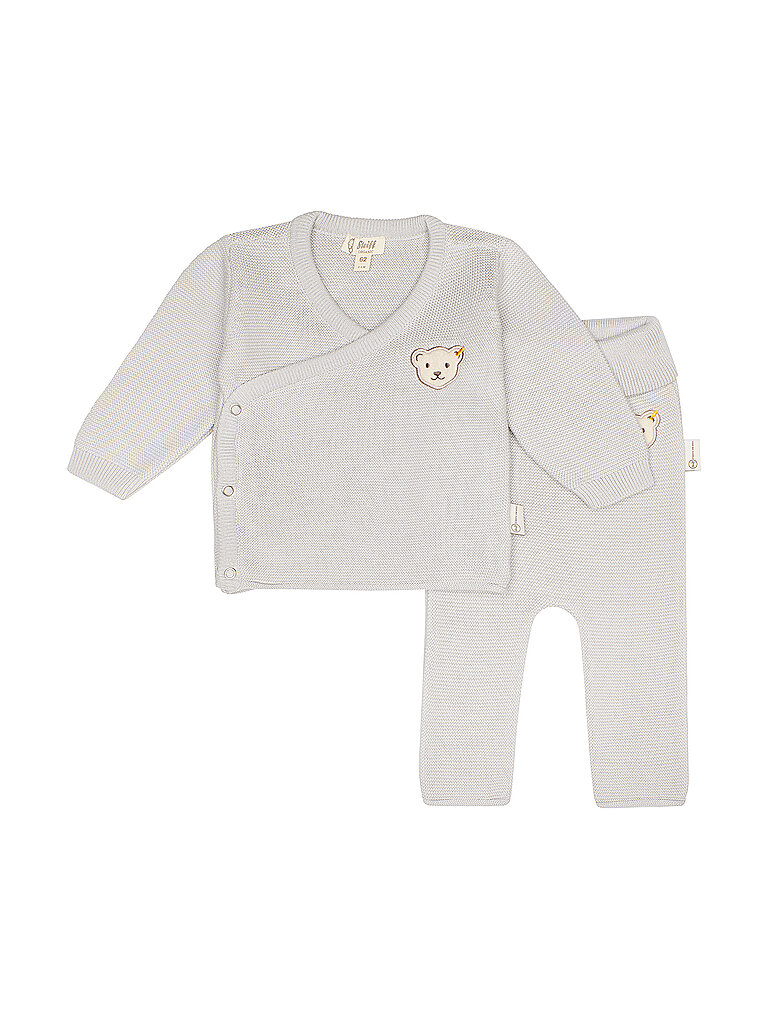 STEIFF Baby Set Strickjacke und Strickhose 2 teilig hellgrau | 56