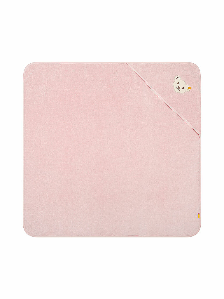 Steiff Badetuch mit Kapuze rosa Silver Pink, flauschig-weicher Frottee trocknet und verwöhnt zarte Haut, strapazierfähige Einfassungen, mit Kapuze für extra Wärme