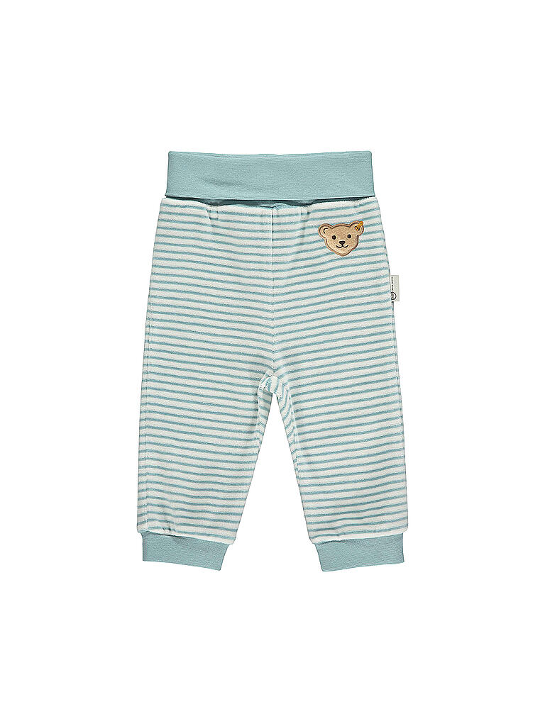 Steiff Unisex Baby Hose - Kuschelige Jogginghose Aus Nicky Velour Mit Teddy-Applikation