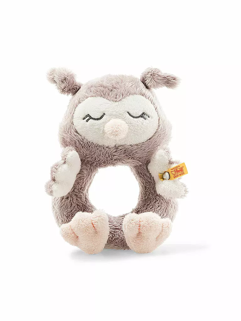 STEIFF | Soft Cuddly Friends Ollie Eule Greifring mit Rassel 14cm 241864 | beige