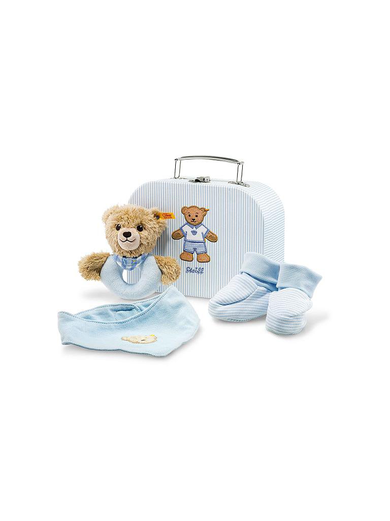 STEIFF | Teddybär - Geschenkset Schlaf-gut-Bär Greifring mit Rassel 20cm blau | keine Farbe