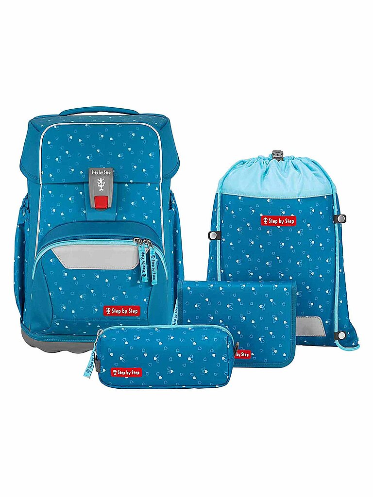 BASIS Schulranzen Set 4tlg Blue Hearts-Blue Hearts