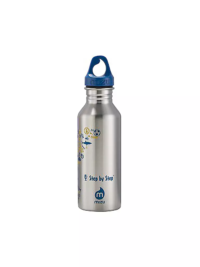 STEP BY STEP | Edelstahl Trinkflasche 500ml Blue & Yellow | silber