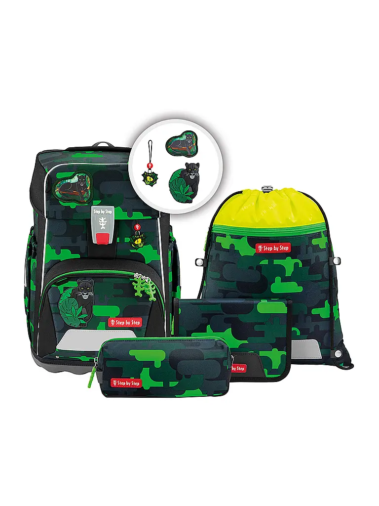 STEP BY STEP | Schulrucksack Set GIANT 5tlg. Black Cat Chiko  | Schwarz