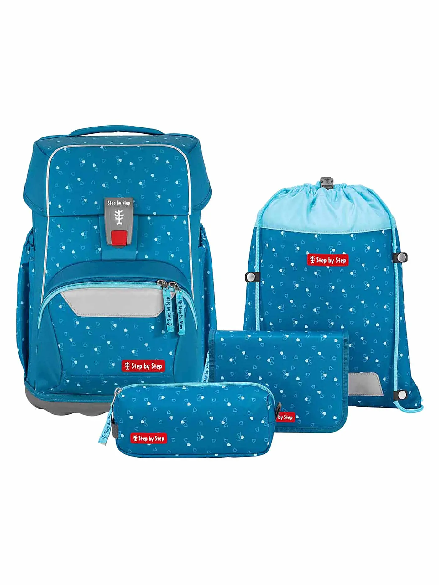STEP BY STEP | Schultaschen Set 4tlg BASIS Blue Hearts  | blau