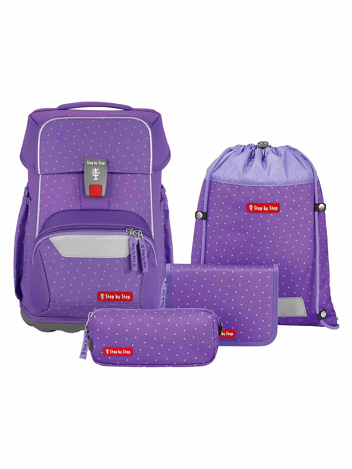 STEP BY STEP | Schultaschen Set 4tlg BASIS Blue Hearts  | lila