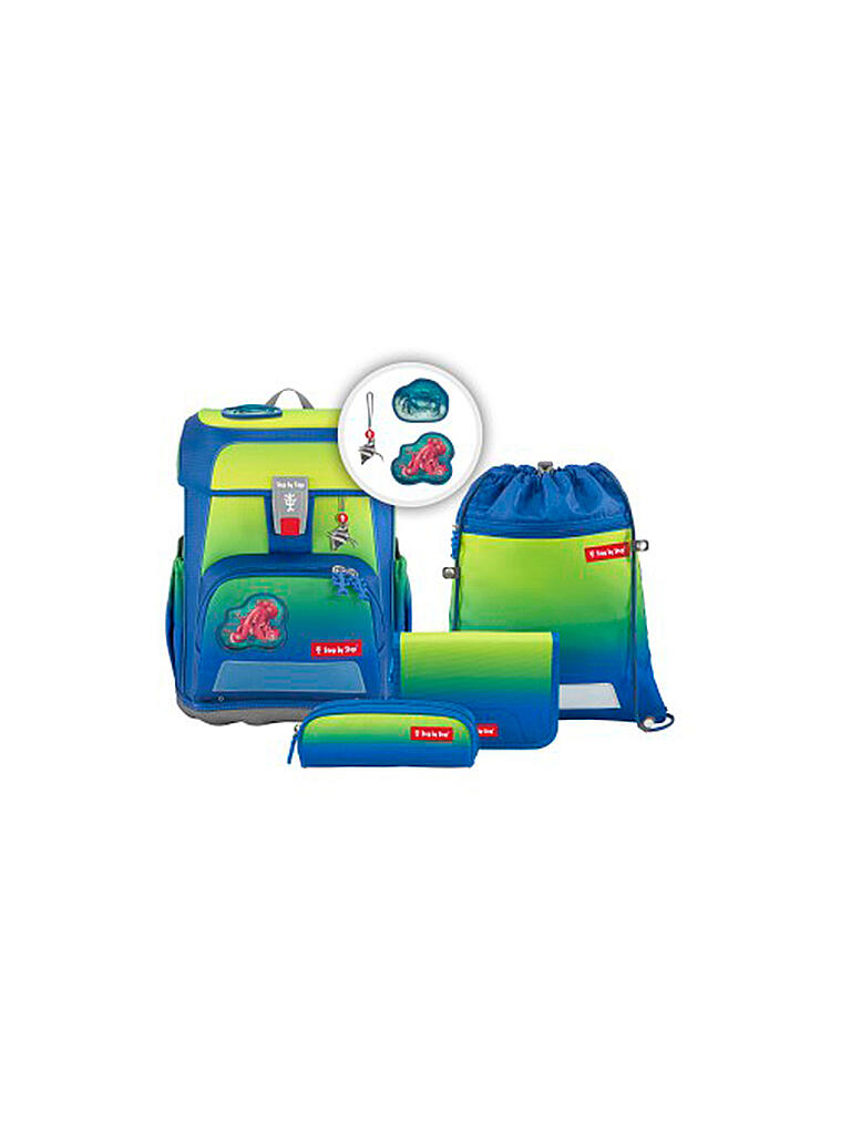STEP BY STEP | Schultaschen Set 5tlg CLOUD Red Octupus | blau