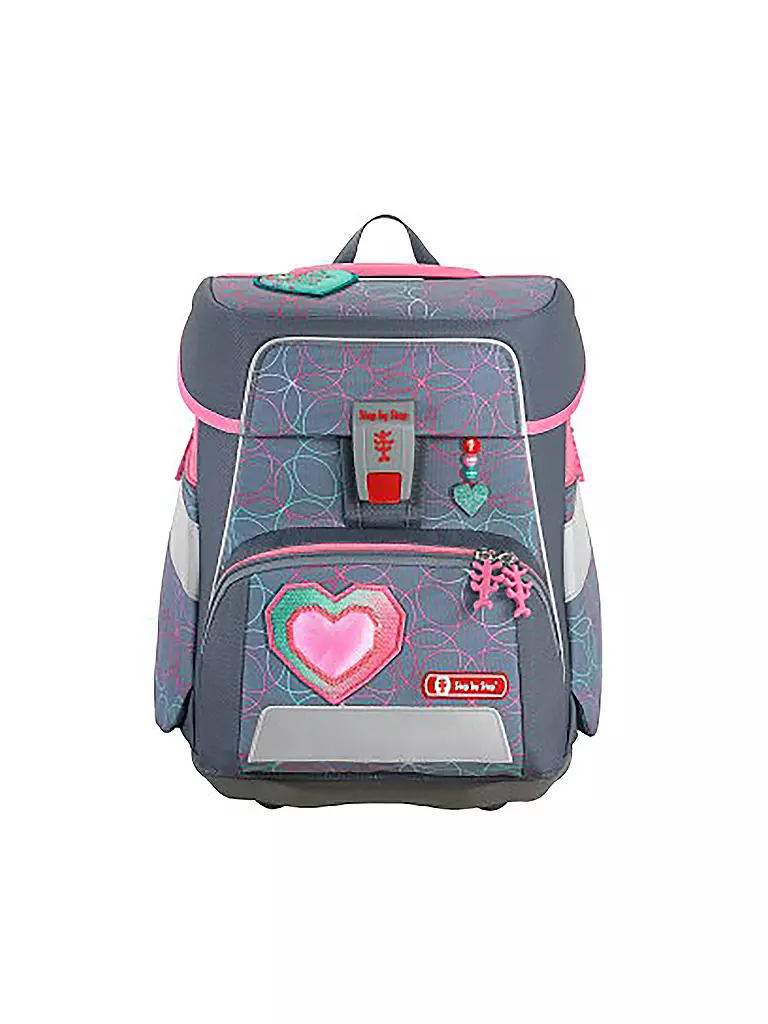 STEP BY STEP | Schultaschen Set 5tlg SPACE Glitter Heart | grau