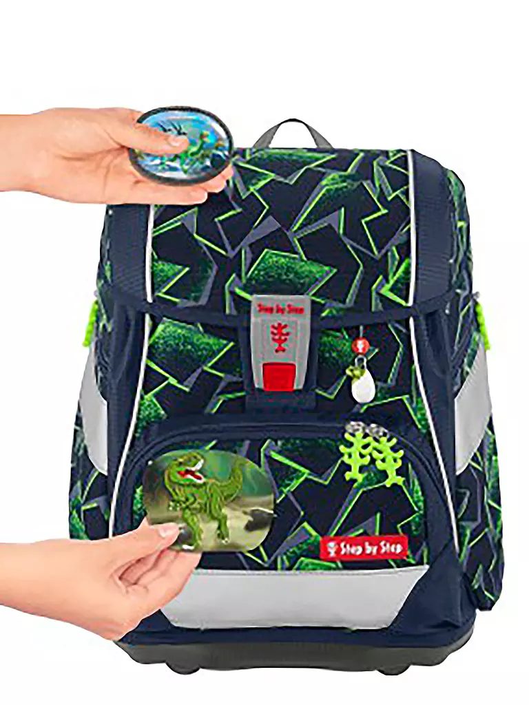 STEP BY STEP | Schultaschen Set 6tlg 2in1 Plus Wild T-Rex Taro | dunkelblau
