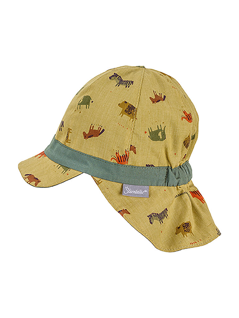 Sterntaler Sun Hat With Neck Guard - Cotton Cap With Lion Print, Unisex, Rubberized, Organic Lining