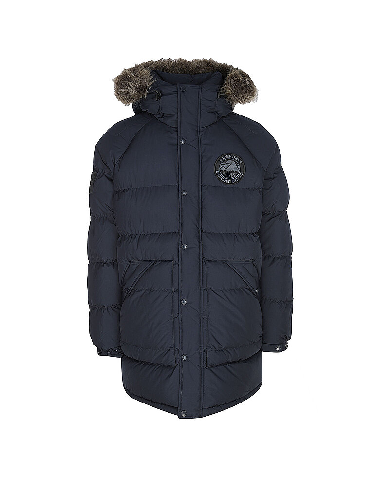 Superdry Herren Everest Longline Steppmantel Finster Marineblau L