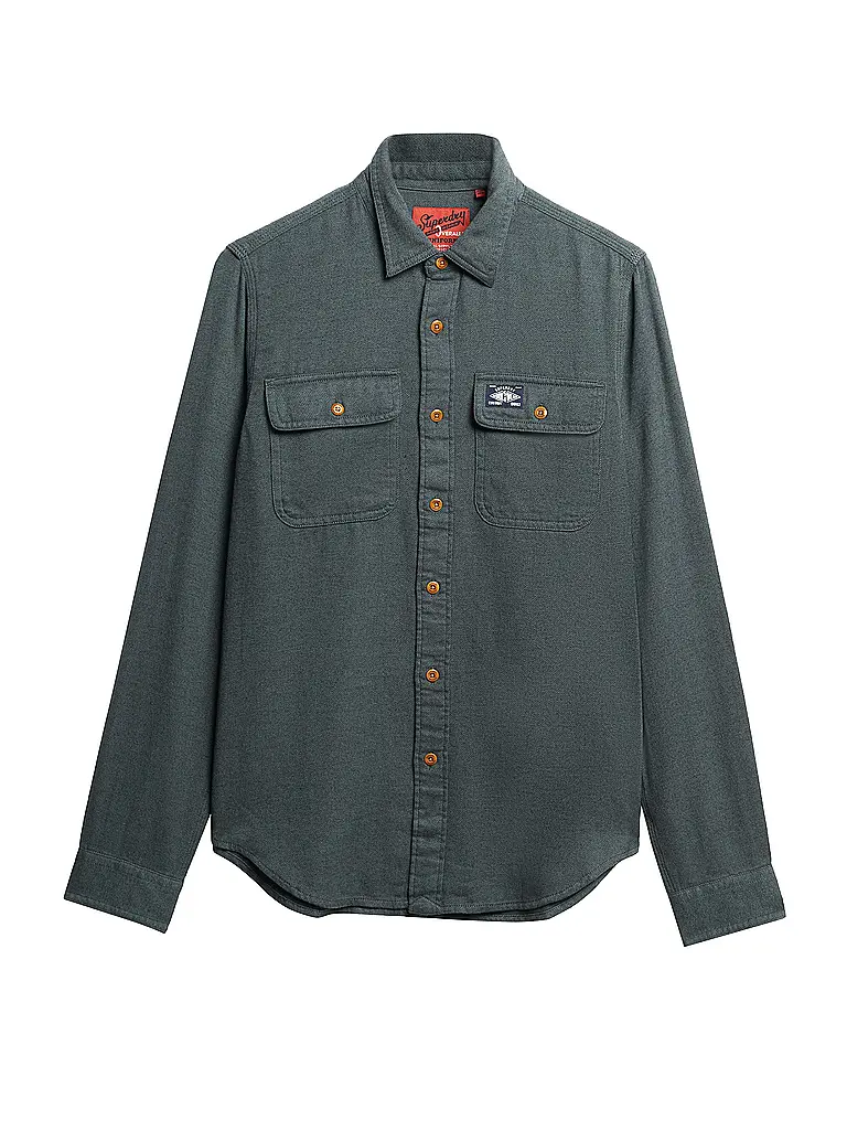 SUPERDRY | Flanellhemd  | grün