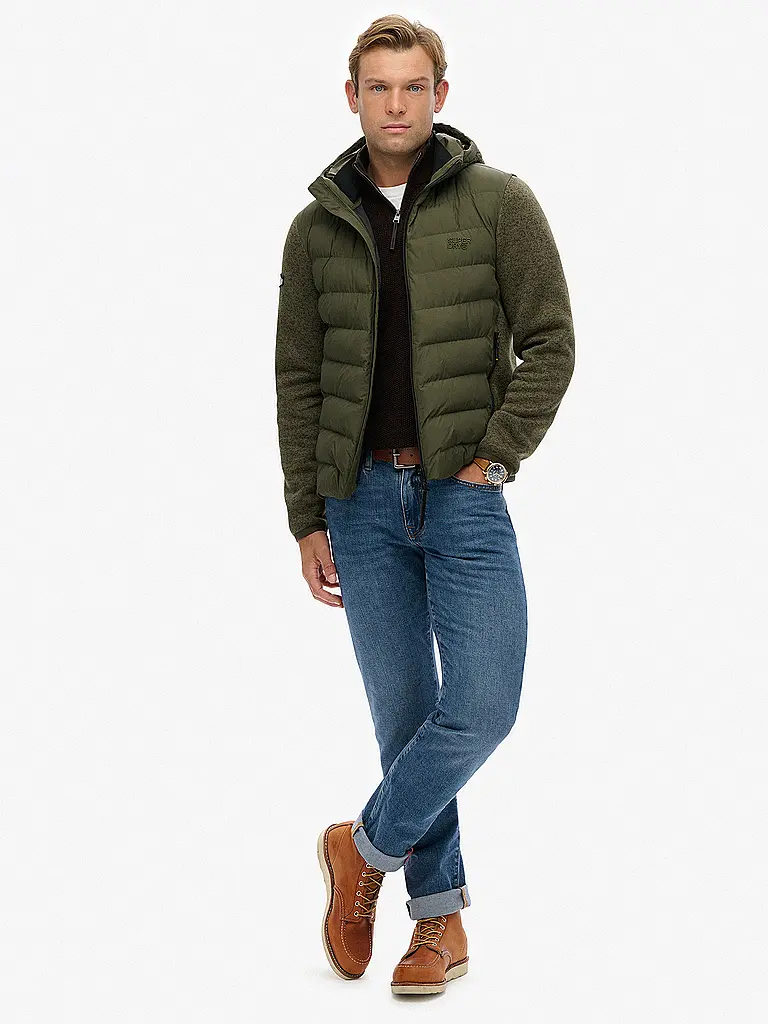 SUPERDRY | Strickjacke HOODED | Olive
