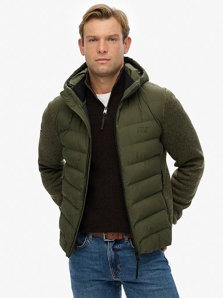 SUPERDRY | Strickjacke HOODED | Olive