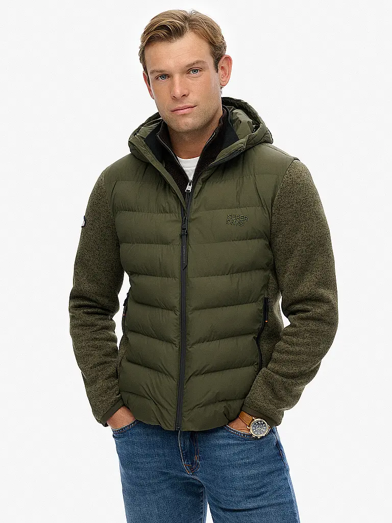SUPERDRY | Strickjacke HOODED | Olive