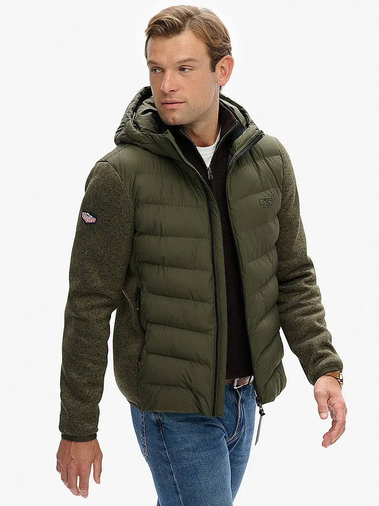 SUPERDRY | Strickjacke HOODED | Olive