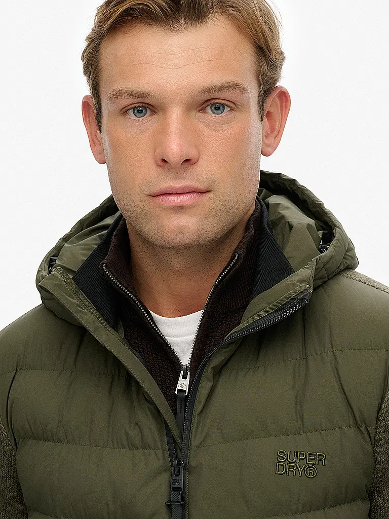 SUPERDRY | Strickjacke HOODED | Olive