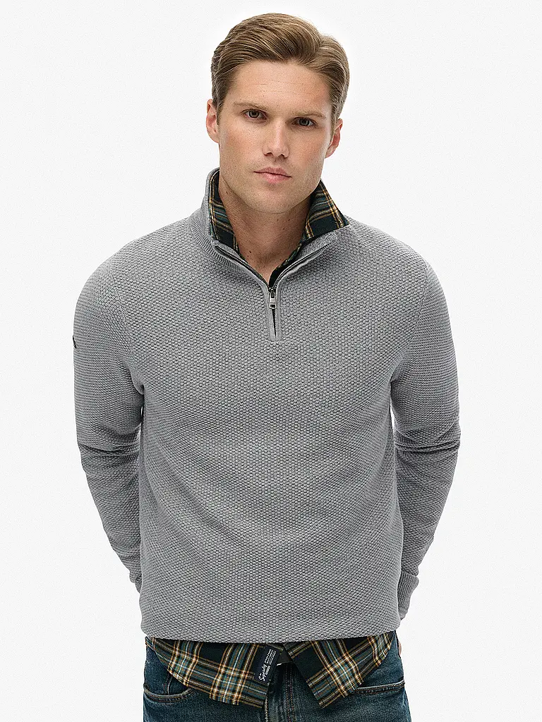 SUPERDRY | Troyer Pullover  | hellgrau