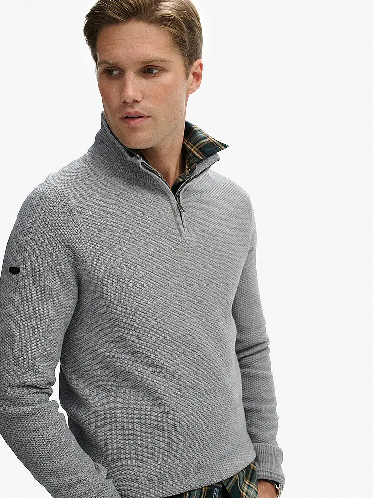 SUPERDRY | Troyer Pullover  | hellgrau