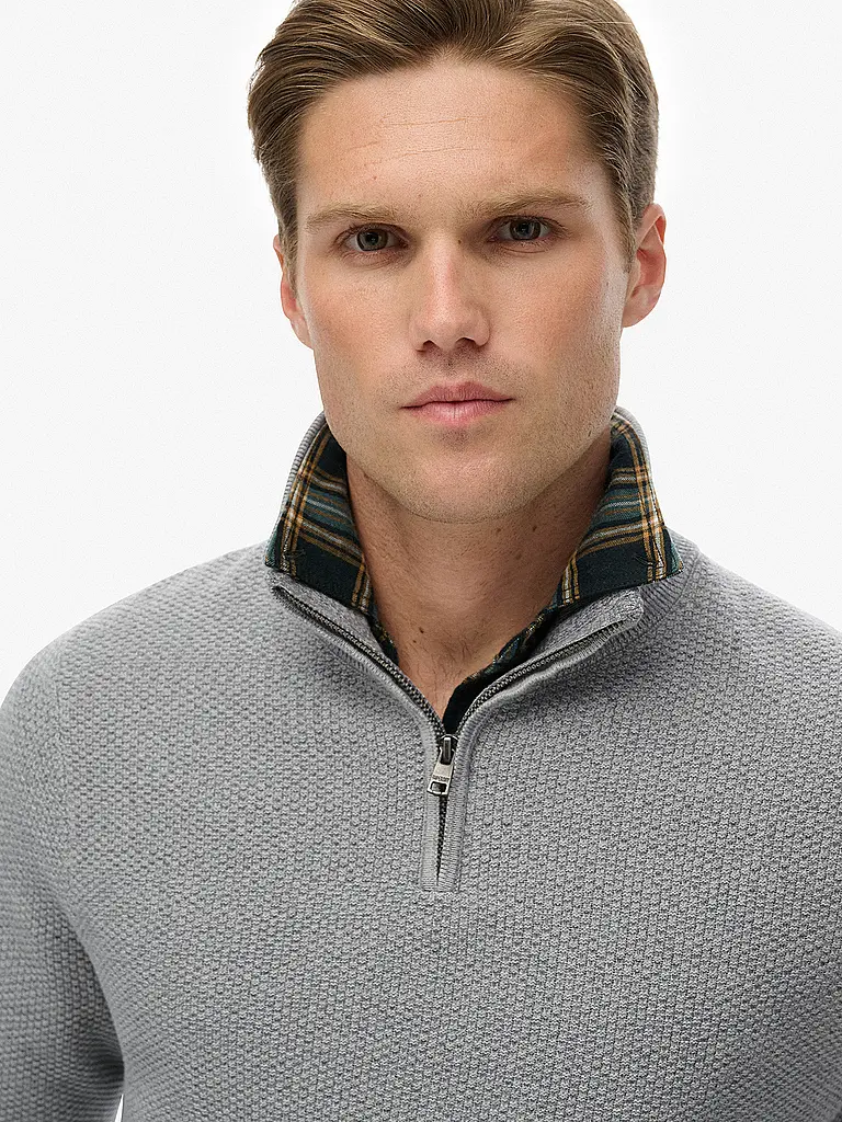 SUPERDRY | Troyer Pullover  | hellgrau