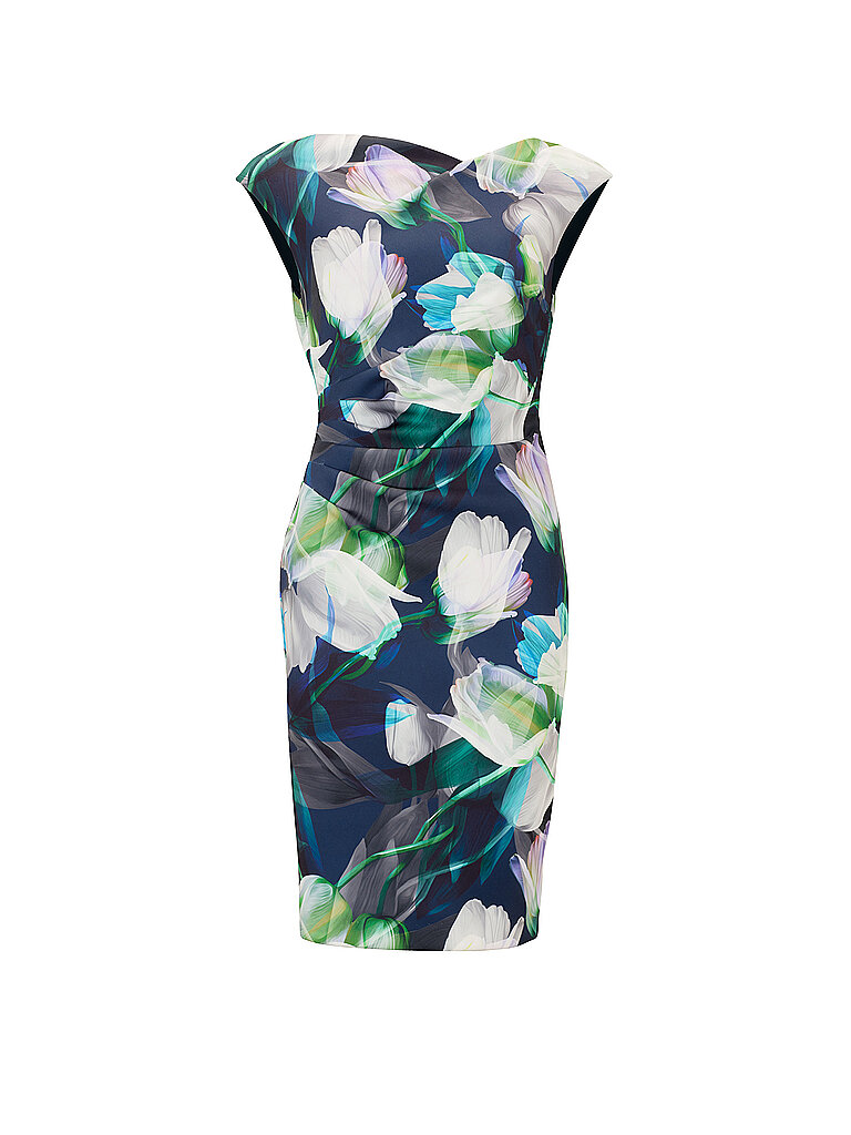 Abendkleid Damen marine gemustert
