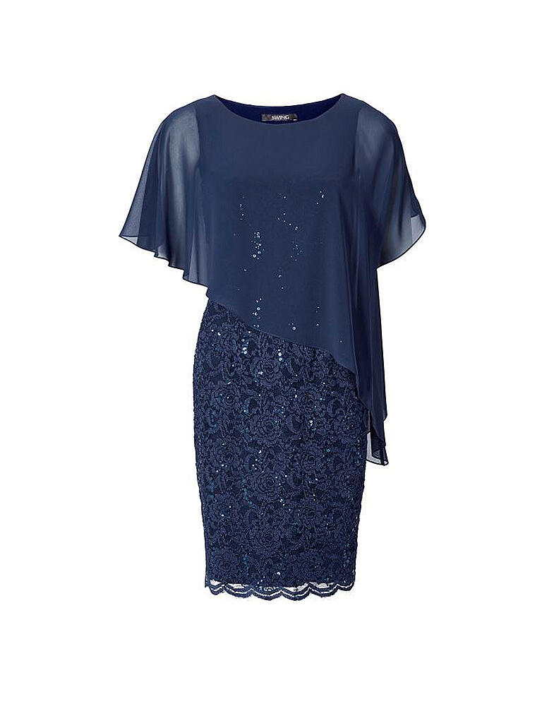 Swing Cocktailkleid Blau Chiffon Swing Cocktailkleid Blau Chiffon