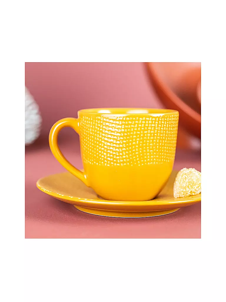TABLE PASSION | Kaffeetasse mit Untertasse 220ml VESUVIO Safran | gelb
