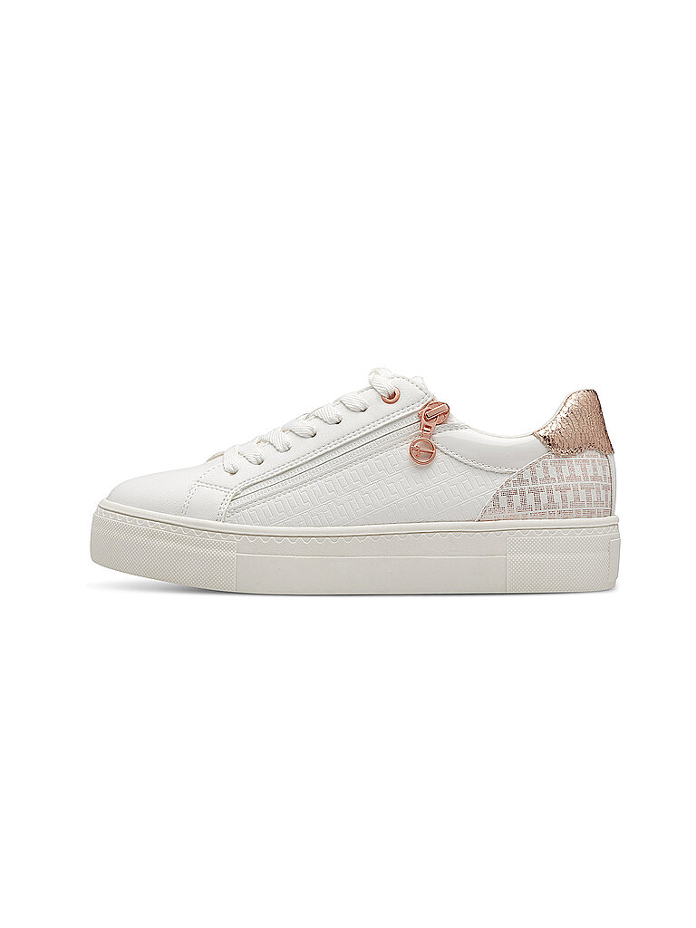 Tamaris Damen Low-Top Sneaker, Frauen Sneaker,Wechselfußbett,Comfort Lining,Glitzer,Grey,Gruen,komfortable,laessig,leger,WHT/Rose Gold,36 EU