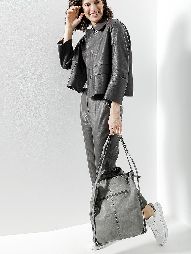 TASCHENDIEB | Leder Rucksack Kohlmarkt 3 | grau