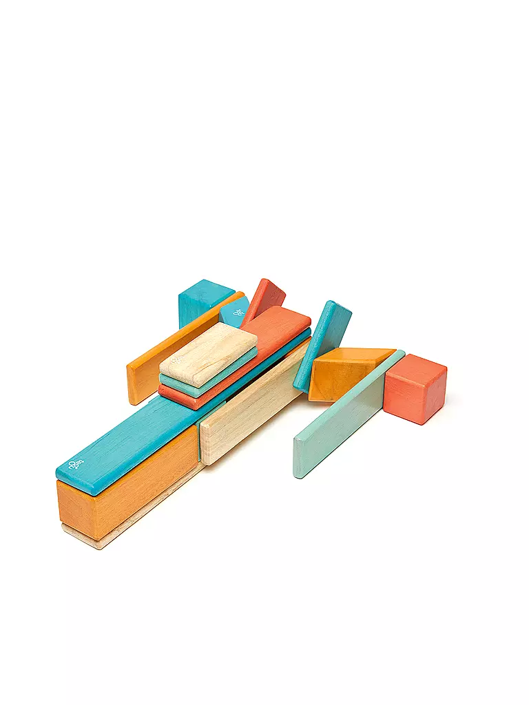TEGU | 24 Magnetische Holzbausteine orange blau | keine Farbe