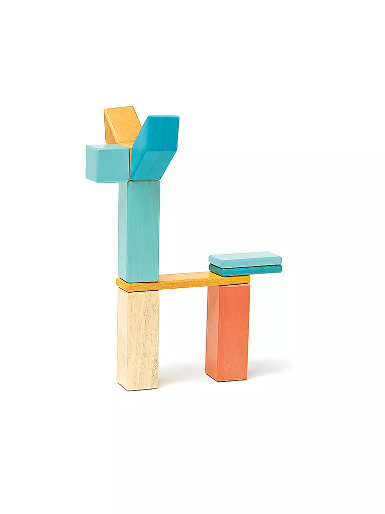 TEGU | 42 Magnetische Holzbausteine orange blau | keine Farbe