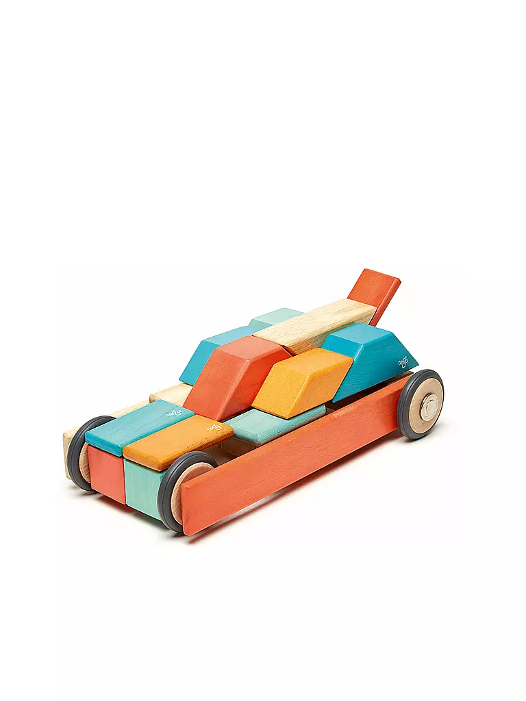 TEGU | 42 Magnetische Holzbausteine orange blau | keine Farbe