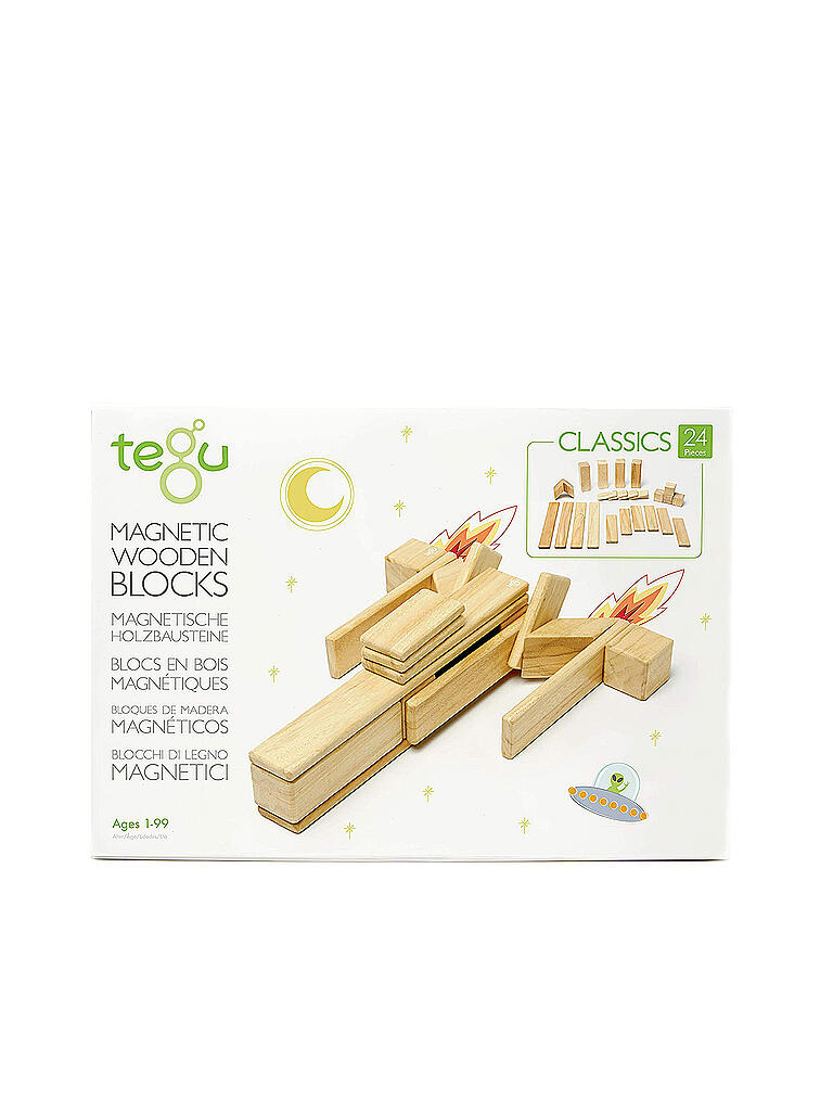 TEGU | Magnetisches Holzset Natur 24 Teile | keine Farbe