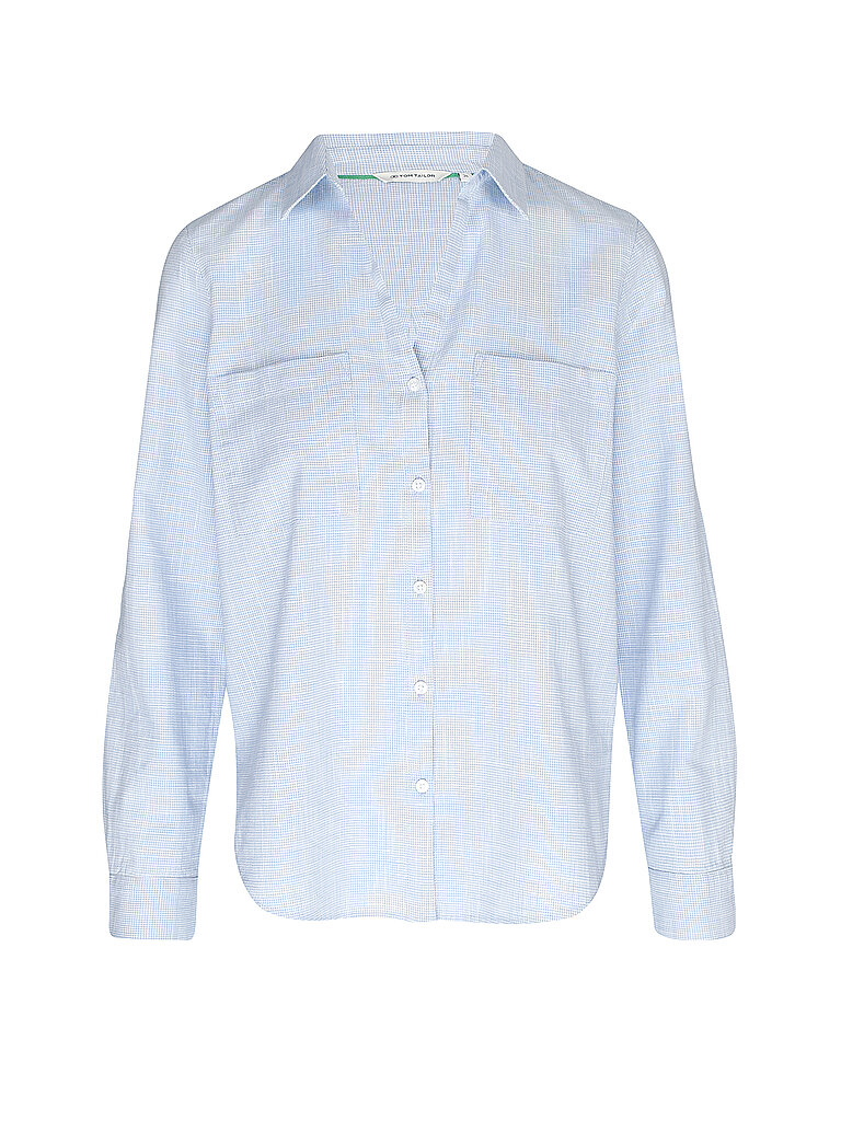 TOM TAILOR Damen Bluse mit Brusttaschen blau Uni Gr 38